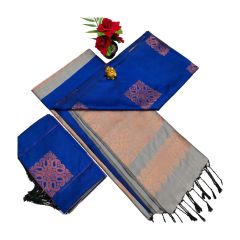 Royal blue and ash Soft silk sarees with very rich butta embossed silk sarees - image 3 | Princess Fashion