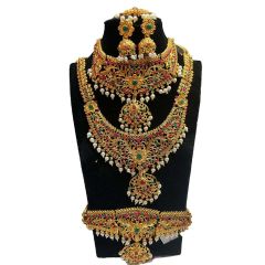 - Stone Necklace Haram Stone Jewellery Bridal Combo Set - image 3 | Saree Palace Germany | Bazaa
