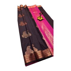 - Banarasi katan silk saree in brown and pink - image 3 | Saree Palace Germany | Bazaa