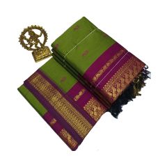 - Green cotton saree purple boarder - image 3 | Saree Palace Germany | Bazaa