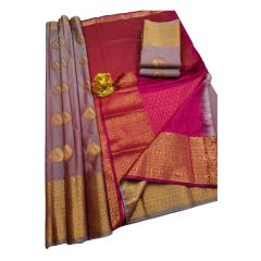 - Onion color Banaras silk saree - image 3 | Saree Palace Germany | Bazaa