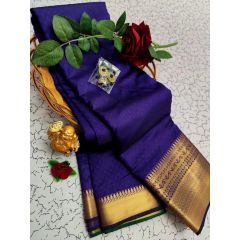- Peacock Blue Kanchipuram Blended Silk Saree - image 3 | Saree Palace Germany | Bazaa