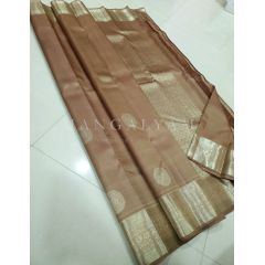 - Light Brown with Silver Border Saree - image 1 | Mangalyam | Bazaa