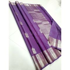 - Purple with Silver Border Saree - image 1 | Mangalyam | Bazaa