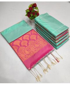 Pastle Blue with Baby Pink Soft Silk Saree - image 3 | Saree Palace Germany