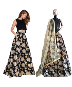 Black Party Wear Sleeveless Lehenga Choli - image 3 | Saree Palace Germany