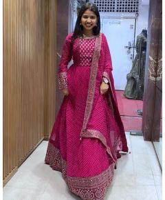 - Fuchsia pink color georgette anarkali suit - image 9 | Saree Palace Germany | Bazaa