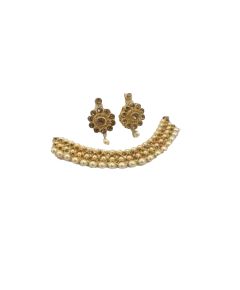 Golden Pearl & Gold Stone Jewellery Set - image 3 | Saree Palace Germany