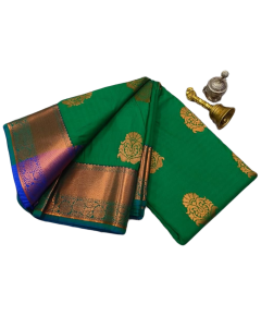 Kanchivaram pure silk saree in emerald green - image 3 | Saree Palace Germany