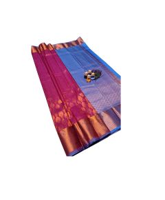 Light Blue & Dark Pink Semi Soft Silk Saree - image 3 | Saree Palace Germany