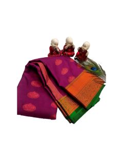 Magenta and Dark Green Soft Cotton Saree - image 3 | Saree Palace Germany