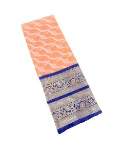 Peach orange and blue silk saree - image 3 | Saree Palace Germany