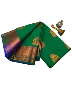 - Peacock Green Cotton SIlk Saree - image 3 | Saree Palace Germany | Bazaa