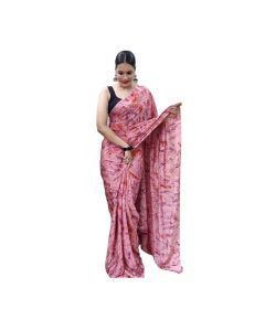 - Reddish pink Moss chiffon printed saree - image 3 | Saree Palace Germany | Bazaa