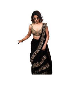 Black georgette saree with blouse - image 9 | Saree Palace Germany