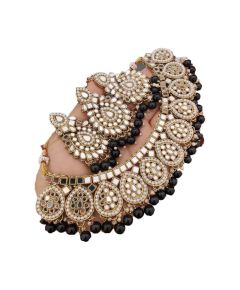 Black Pearl & White Stone Jewellery Set - image 3 | Saree Palace Germany