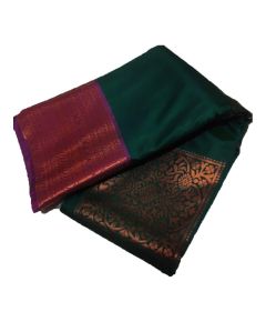 Dark Green & Pink Half Silk Saree - image 3 | Saree Palace Germany