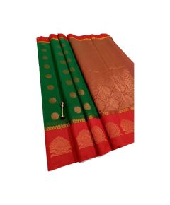 - First quality kottanchi Green sarees With big red border and contrast pallu &blouse - image 3 | Princess Fashion | Bazaa