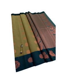 - First quality kottanchi pista green saree With big dark green border and contrast pallu &blouse - image 3 | Princess Fashion | Bazaa