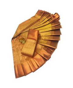 Gold Elite bridal silk saree with silver jari & golden Jari - image 3 | Princess Fashion