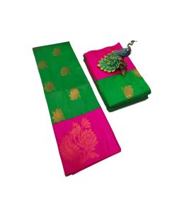 Green and pink Soft silk sarees with very rich butta embossed silk sarees - image 3 | Princess Fashion