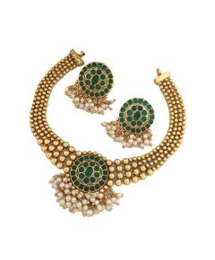 - Green Stone Kundan Necklace Set - image 3 | Saree Palace Germany | Bazaa