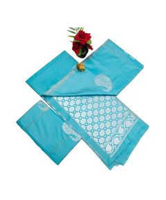 Light blue and silver Soft silk sarees with very rich butta embossed silk sarees - image 3 | Princess Fashion