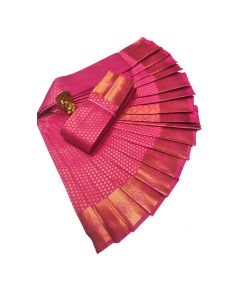 Pink Elite bridal silk saree with silver jari & golden Jari - image 3 | Princess Fashion