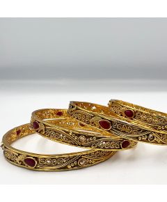 Quality Indian Bangles with Red Stones - image 3 | Vastraany