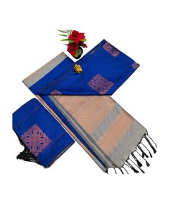 - Royal blue and ash Soft silk sarees with very rich butta embossed silk sarees - image 3 | Princess Fashion | Bazaa