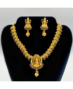 South Indian Gold Necklace with Temple Finished Maha Laxmi - image 3 | Vastraany