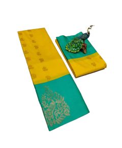 Yellow Soft silk sarees with very rich butta embossed silk sarees - image 3 | Princess Fashion