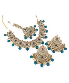 - Blue Pearl & White Stone Jewellery Set - image 3 | Saree Palace Germany | Bazaa