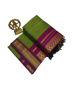 - Green cotton saree purple boarder - image 3 | Saree Palace Germany | Bazaa