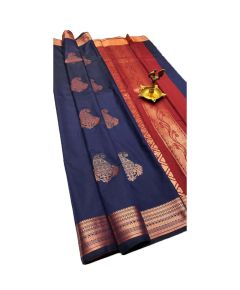 Ink blue pure kanchipuram saree - image 3 | Saree Palace Germany