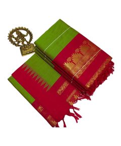 - Light green cotton saree with red boarder - image 3 | Saree Palace Germany | Bazaa