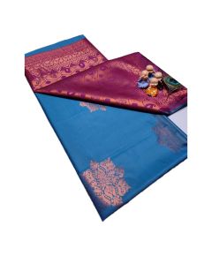 Magenta pink and blue silk saree - image 3 | Saree Palace Germany