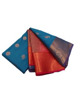 - Sky blue kanchipuram silk saree - image 3 | Saree Palace Germany | Bazaa