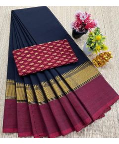 Chettinad Cotton Sarees fancy design With Blouse - image 3 | Indi Store