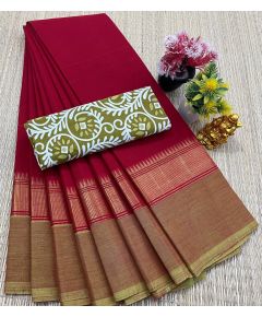 Chettinad Cotton Sarees fancy design With Blouse - image 3 | Indi Store