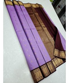 Purple with Brown Border Kanchipuram Silk Saree - image 1 | Mangalyam