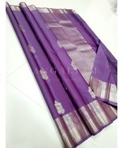 - Purple with Silver Border Saree - image 1 | Mangalyam | Bazaa