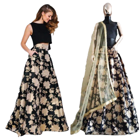 Black Party Wear Sleeveless Lehenga Choli - image 3 | Saree Palace Germany