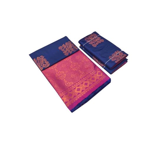 - Blue & Pink Soft Silk Saree - image 3 | Saree Palace Germany | Bazaa