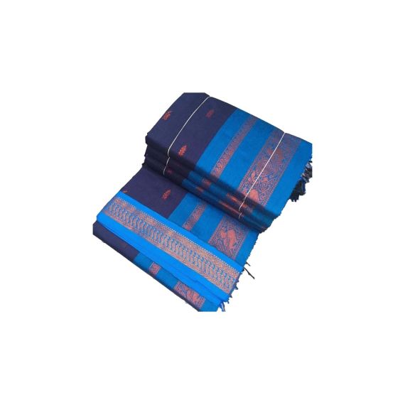 - Blue Cotton Saree - image 3 | Saree Palace Germany | Bazaa