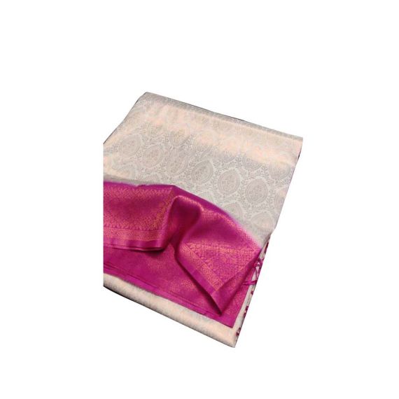 Cream with Pink Soft Silk Saree - image 3 | Saree Palace Germany