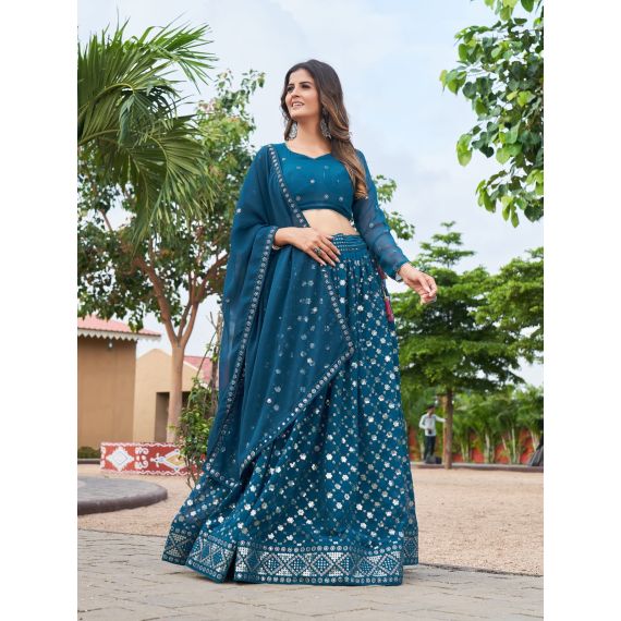 - Eid Collection Blue Lehenga Choli - image 7 | Saree Palace Germany | Bazaa