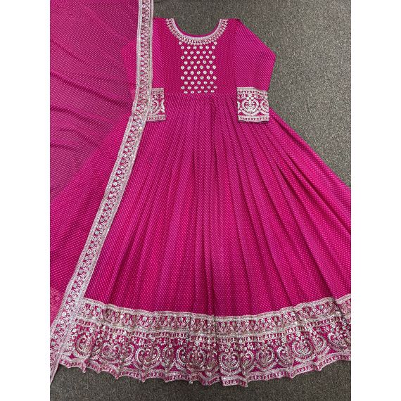 - Fuchsia pink color georgette anarkali suit - image 14 | Saree Palace Germany | Bazaa