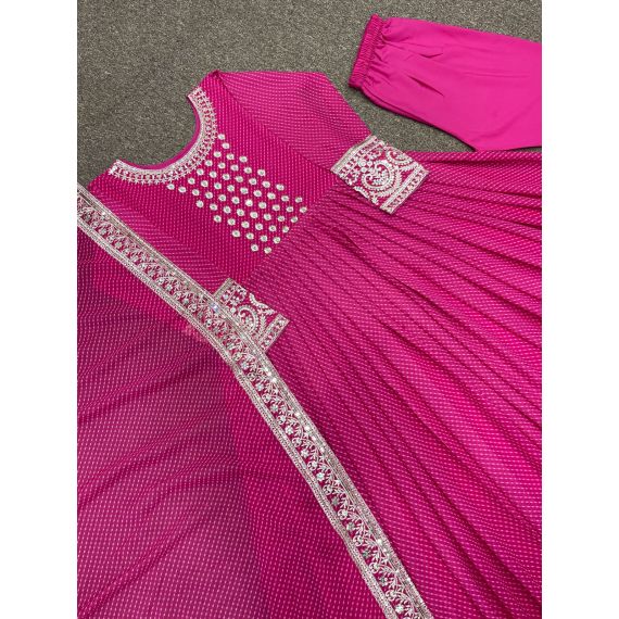 - Fuchsia pink color georgette anarkali suit - image 15 | Saree Palace Germany | Bazaa