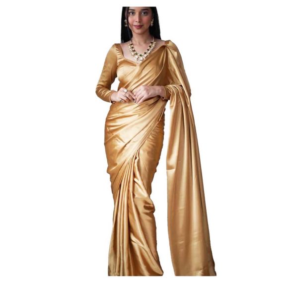 Golden Fancy Party Wear Saree - image 3 | Saree Palace Germany